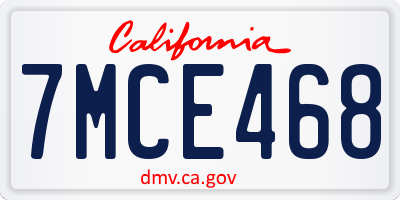 CA license plate 7MCE468