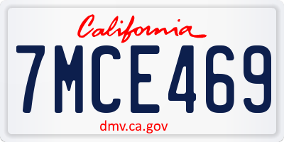 CA license plate 7MCE469
