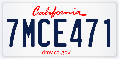 CA license plate 7MCE471