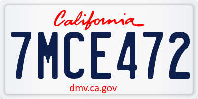 CA license plate 7MCE472