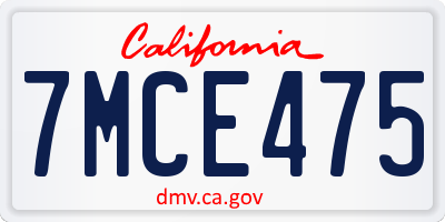 CA license plate 7MCE475