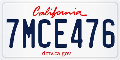 CA license plate 7MCE476