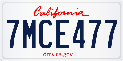 CA license plate 7MCE477