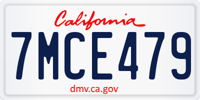 CA license plate 7MCE479