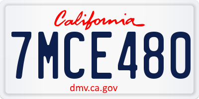 CA license plate 7MCE480
