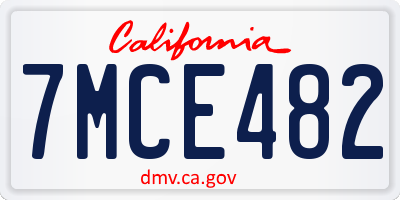 CA license plate 7MCE482