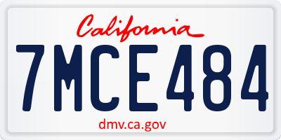 CA license plate 7MCE484