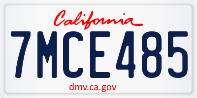 CA license plate 7MCE485