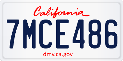 CA license plate 7MCE486
