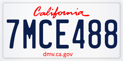 CA license plate 7MCE488