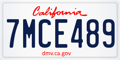 CA license plate 7MCE489