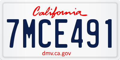 CA license plate 7MCE491