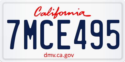 CA license plate 7MCE495