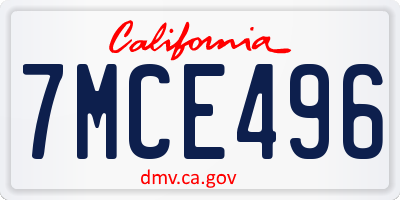 CA license plate 7MCE496