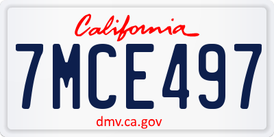 CA license plate 7MCE497