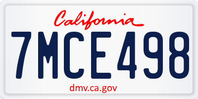 CA license plate 7MCE498
