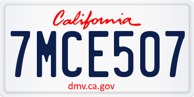 CA license plate 7MCE507