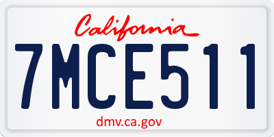 CA license plate 7MCE511