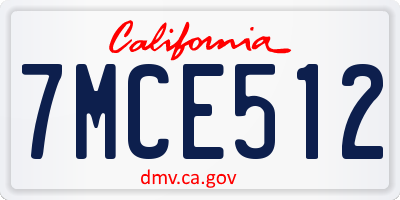 CA license plate 7MCE512