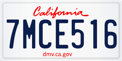 CA license plate 7MCE516