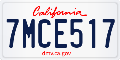 CA license plate 7MCE517