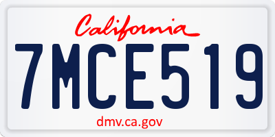 CA license plate 7MCE519