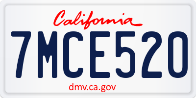 CA license plate 7MCE520