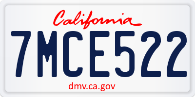 CA license plate 7MCE522