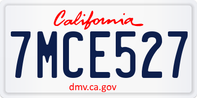 CA license plate 7MCE527