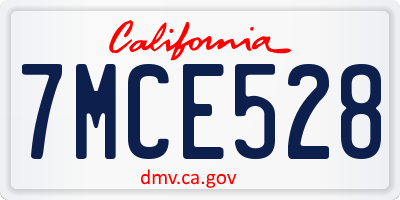 CA license plate 7MCE528