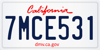 CA license plate 7MCE531