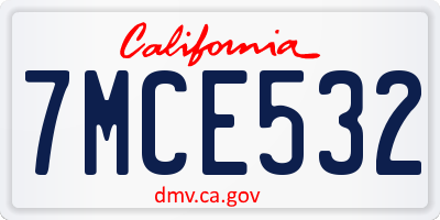 CA license plate 7MCE532