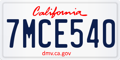 CA license plate 7MCE540