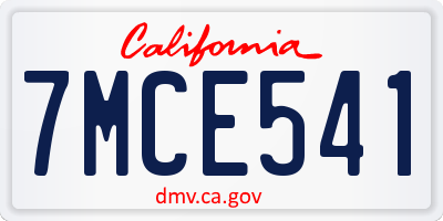 CA license plate 7MCE541