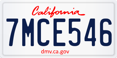 CA license plate 7MCE546