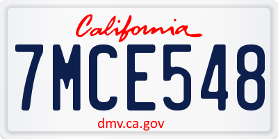 CA license plate 7MCE548