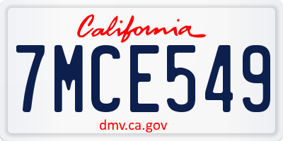 CA license plate 7MCE549