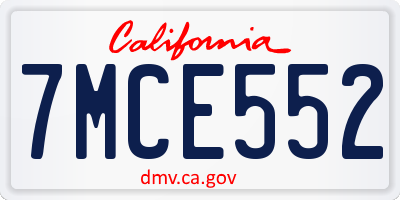 CA license plate 7MCE552