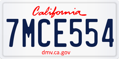 CA license plate 7MCE554