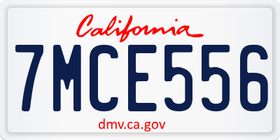 CA license plate 7MCE556