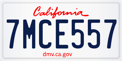CA license plate 7MCE557