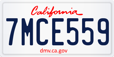 CA license plate 7MCE559