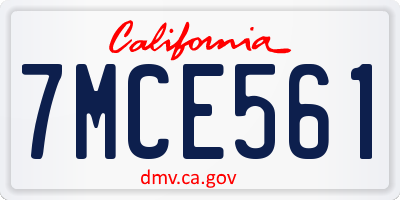 CA license plate 7MCE561