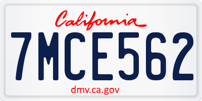 CA license plate 7MCE562