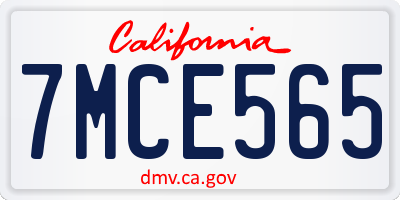 CA license plate 7MCE565