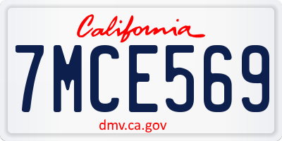 CA license plate 7MCE569