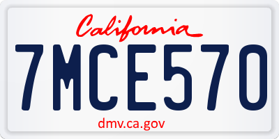 CA license plate 7MCE570