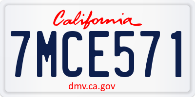 CA license plate 7MCE571