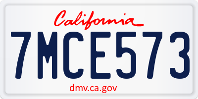 CA license plate 7MCE573
