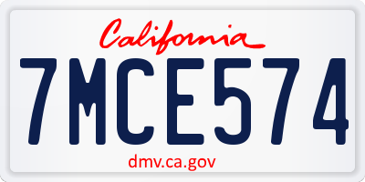 CA license plate 7MCE574
